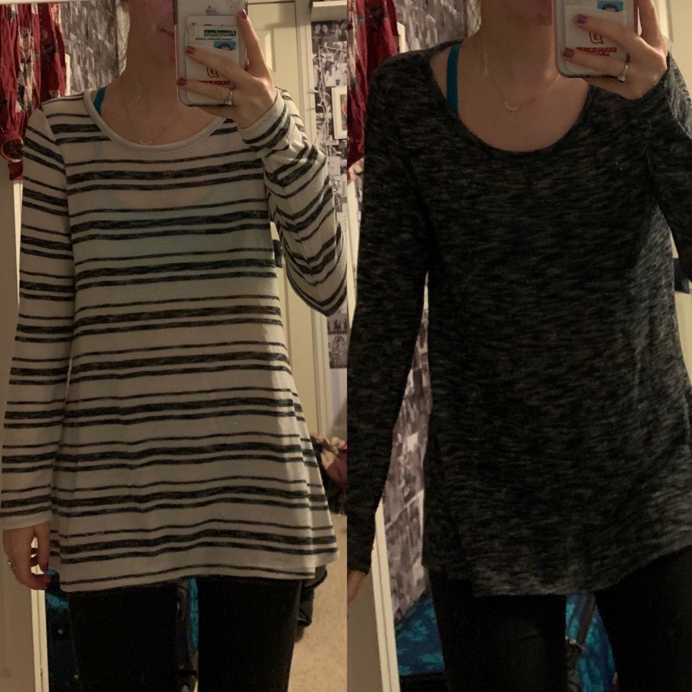 2 “Pink republic” size small long sweaters.